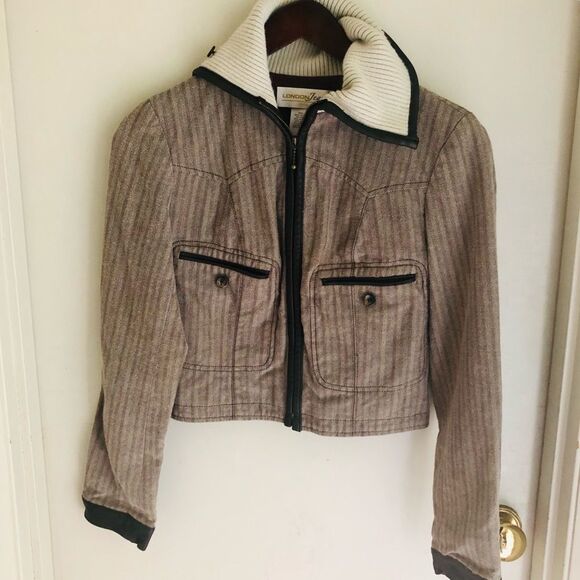 From Victoria Secret! Vintage LondonJean jacket with Genuine Leather - Picture 1 of 4
